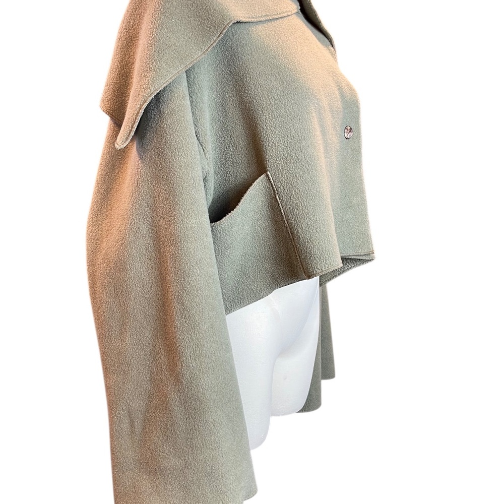 Giselle Shepatin Lagenlook Fleece Cropped Green Jacket One Size Fits All - Picture 5 of 7